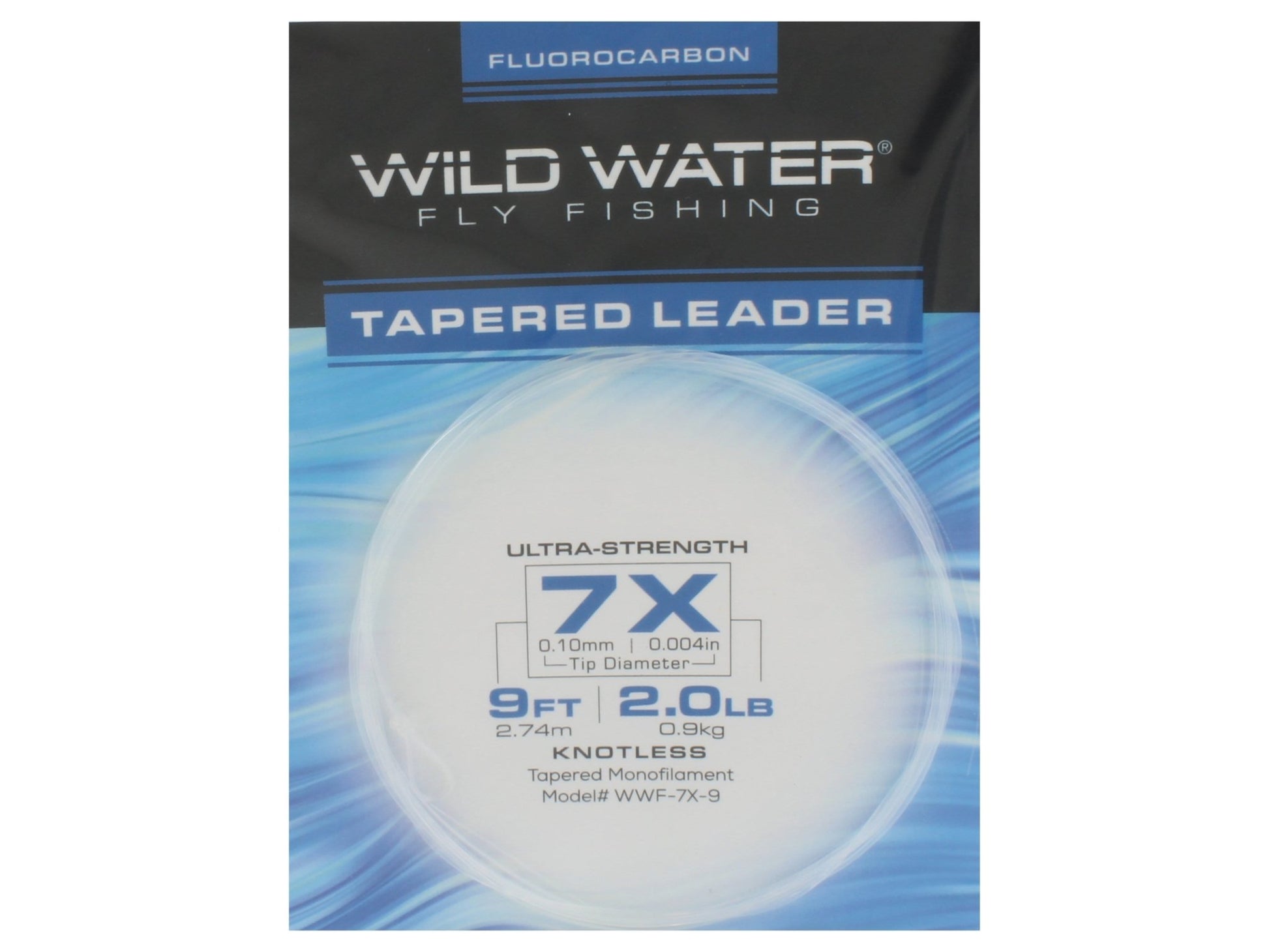 Wild Water Fly Fishing Fluorocarbon Leader 7X, 9', 3 Pack - Hazy Fly Fishing