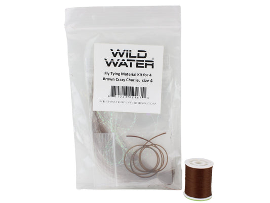 Wild Water Fly Fishing Fly Tying Material Kit, Brown Crazy Charlie - Hazy Fly Fishing