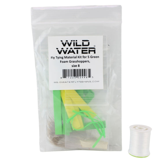 Wild Water Fly Fishing Fly Tying Material Kit, Green Foam Grasshopper - Hazy Fly Fishing