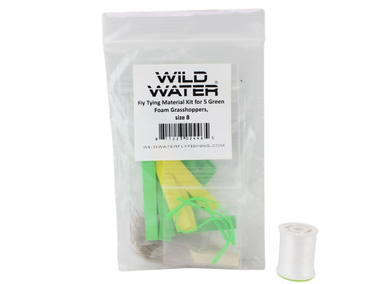 Wild Water Fly Fishing Fly Tying Material Kit, Green Foam Grasshopper - Hazy Fly Fishing