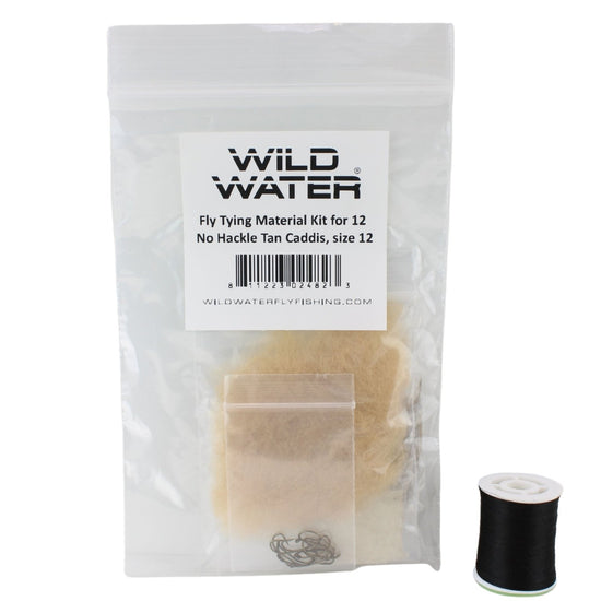 Wild Water Fly Fishing Fly Tying Material Kit, No Hackle Tan Caddis - Hazy Fly Fishing