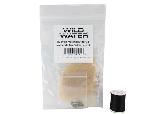 Wild Water Fly Fishing Fly Tying Material Kit, No Hackle Tan Caddis - Hazy Fly Fishing