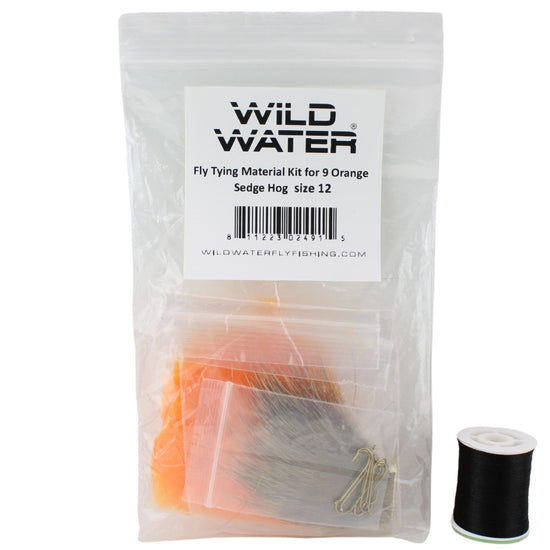 Wild Water Fly Fishing Fly Tying Material Kit, Orange Sedge Hog - Hazy Fly Fishing