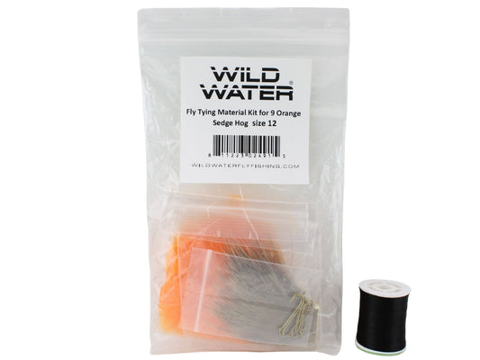 Wild Water Fly Fishing Fly Tying Material Kit, Orange Sedge Hog - Hazy Fly Fishing