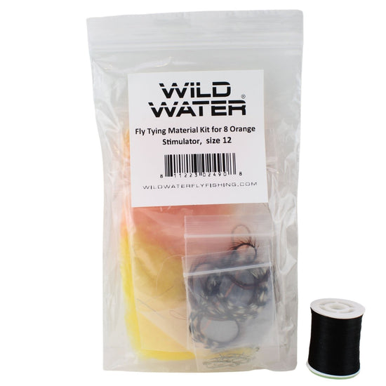 Wild Water Fly Fishing Fly Tying Material Kit, Orange Stimulator - Hazy Fly Fishing