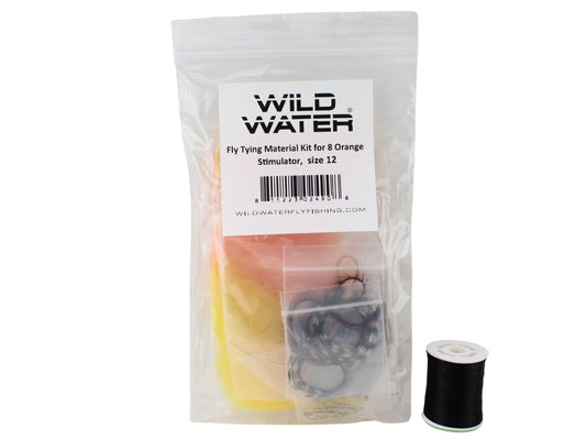 Wild Water Fly Fishing Fly Tying Material Kit, Orange Stimulator - Hazy Fly Fishing