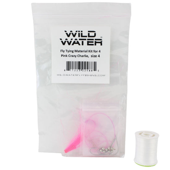 Wild Water Fly Fishing Fly Tying Material Kit, Pink Crazy Charlie - Hazy Fly Fishing