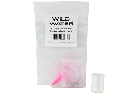 Wild Water Fly Fishing Fly Tying Material Kit, Pink Crazy Charlie - Hazy Fly Fishing