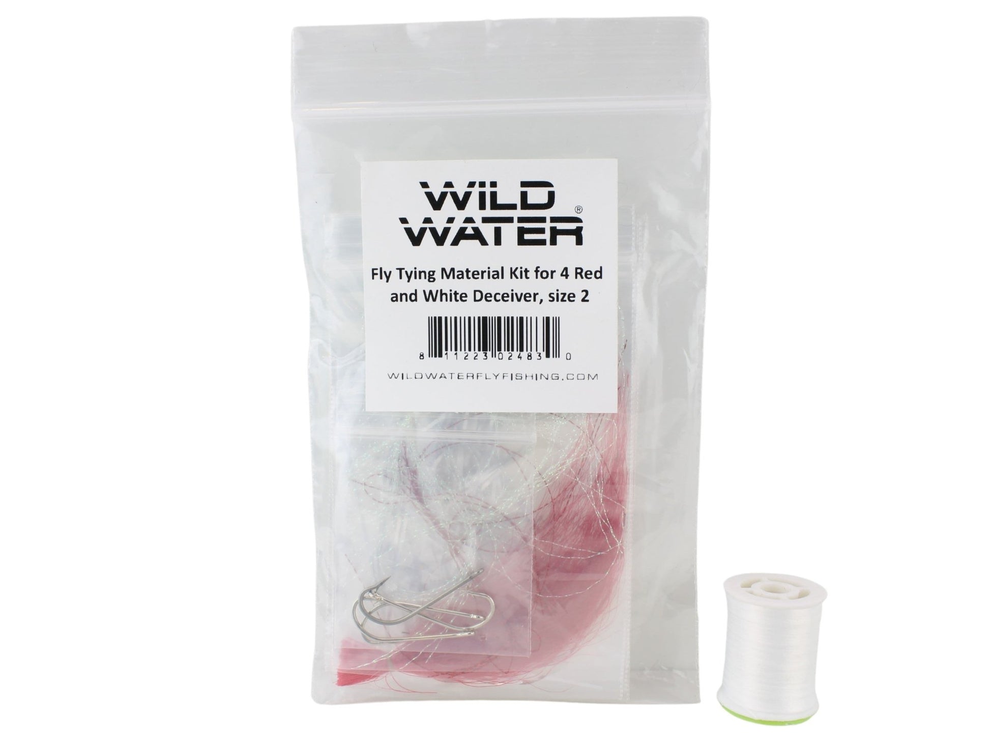 Wild Water Fly Fishing Fly Tying Material Kit, Red and White Deceiver - Hazy Fly Fishing