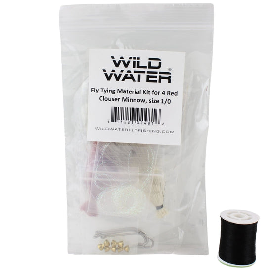 Wild Water Fly Fishing Fly Tying Material Kit, Red Clouser Minnow - Hazy Fly Fishing