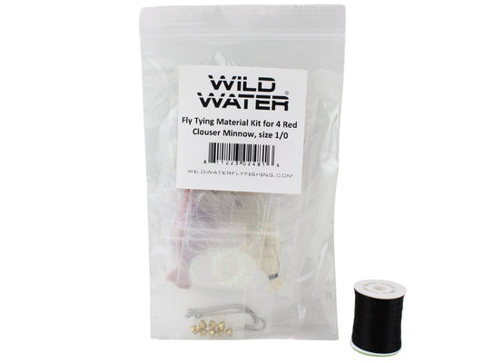 Wild Water Fly Fishing Fly Tying Material Kit, Red Clouser Minnow - Hazy Fly Fishing