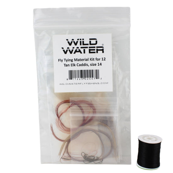 Wild Water Fly Fishing Fly Tying Material Kit, Tan Caddis - Hazy Fly Fishing
