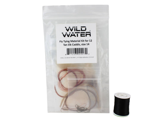 Wild Water Fly Fishing Fly Tying Material Kit, Tan Caddis - Hazy Fly Fishing