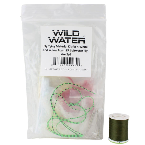 Wild Water Fly Fishing Fly Tying Material Kit, White and Yellow Foam Saltwater EP Fly - Hazy Fly Fishing
