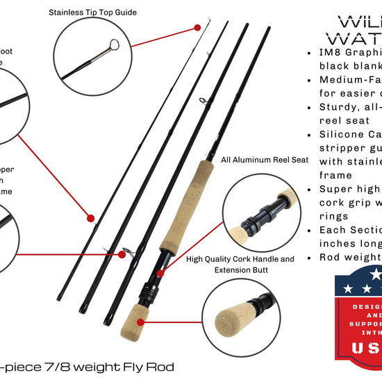 Wild Water Fly Fishing Kit, 9' 7/8 Weight Rod and Reel Package - Hazy Fly Fishing