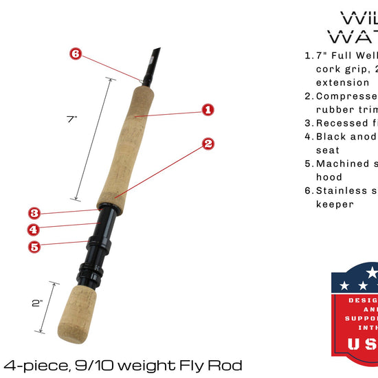 Wild Water Fly Fishing Kit, 9' 9/10 Weight Rod and Reel Package - Hazy Fly Fishing