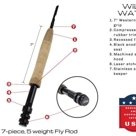 Wild Water Fly Fishing Kit with CNC Fly Reel - 9 ft 5 wt 7 - piece Rod - Hazy Fly Fishing
