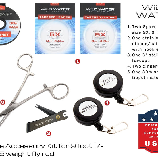 Wild Water Fly Fishing Kit with CNC Fly Reel - 9 ft 5 wt 7 - piece Rod - Hazy Fly Fishing