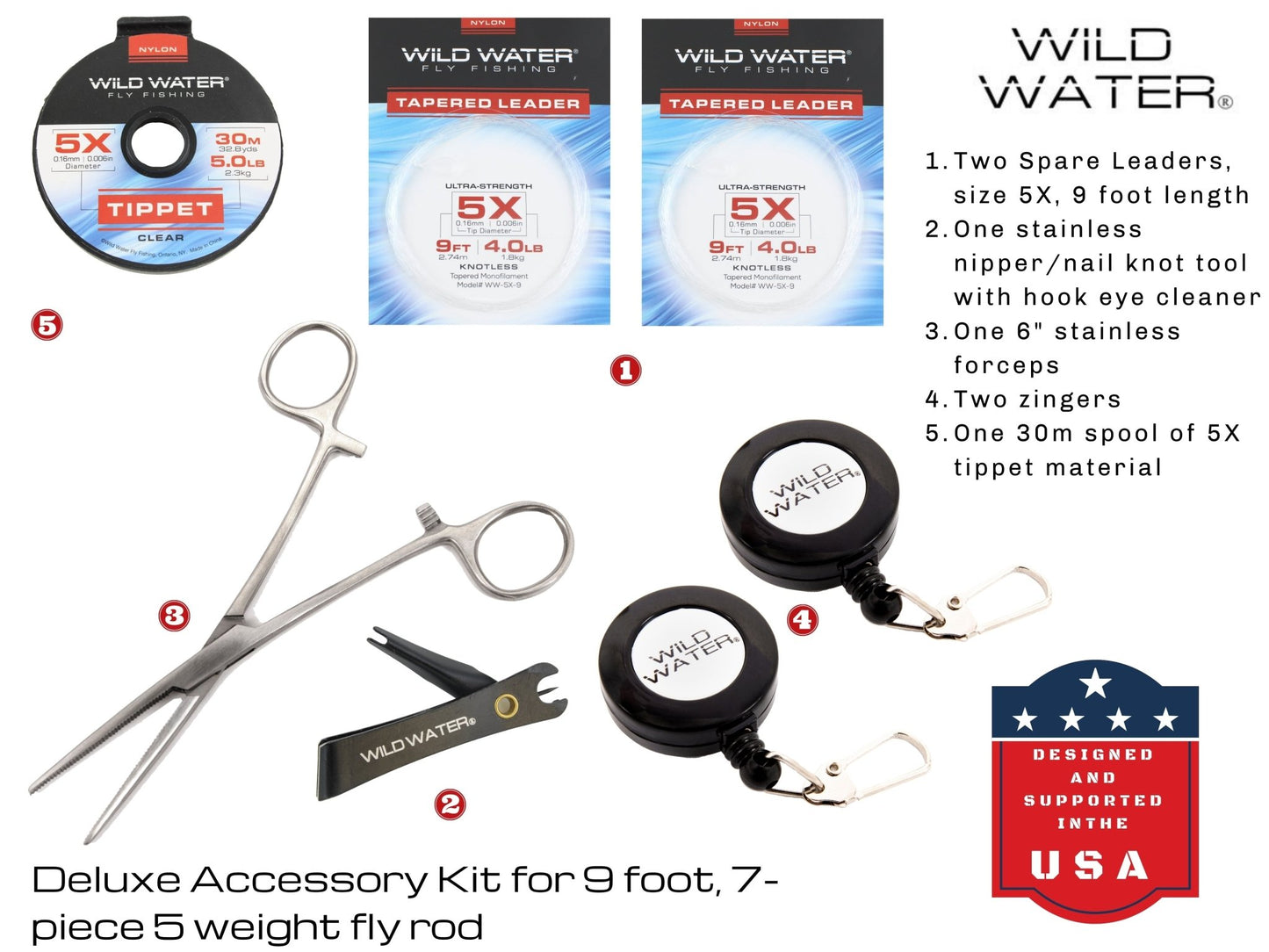 Wild Water Fly Fishing Kit with CNC Fly Reel - 9 ft 5 wt 7 - piece Rod - Hazy Fly Fishing