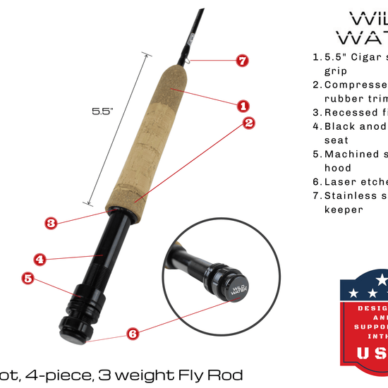 Wild Water Standard Fly Fishing Kit, 5 ft 6 in 3 wt Rod - Hazy Fly Fishing