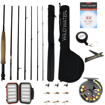 Wild Water Standard Fly Fishing Kit, 9 ft 5 wt 7 Piece Rod - Hazy Fly Fishing