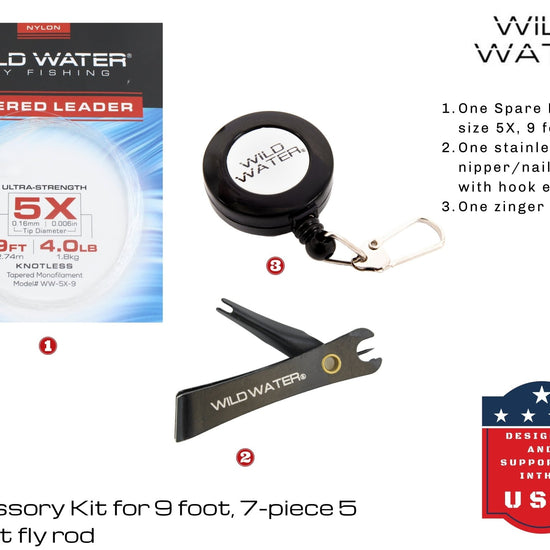 Wild Water Standard Fly Fishing Kit, 9 ft 5 wt 7 Piece Rod - Hazy Fly Fishing