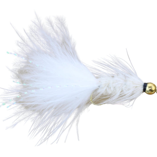 Wooly Bugger w/ Bead Head, Size 10 | White | Qty. 6 | Wild Water Fly Fishing - Hazy Fly Fishing