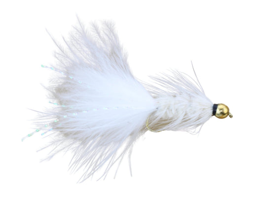 Wooly Bugger w/ Bead Head, Size 10 | White | Qty. 6 | Wild Water Fly Fishing - Hazy Fly Fishing