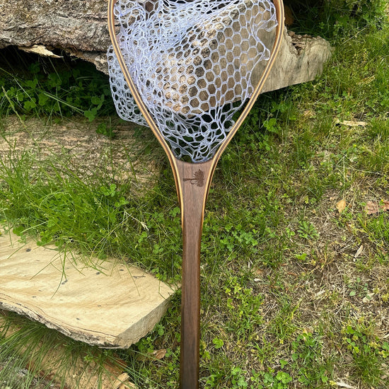 XL 18"x14" - Adams Dry Fly Engraved - Natural Fly Fishing Traditional Landing Net - Handcrafted & Made in USA - Hazy Fly Fishing