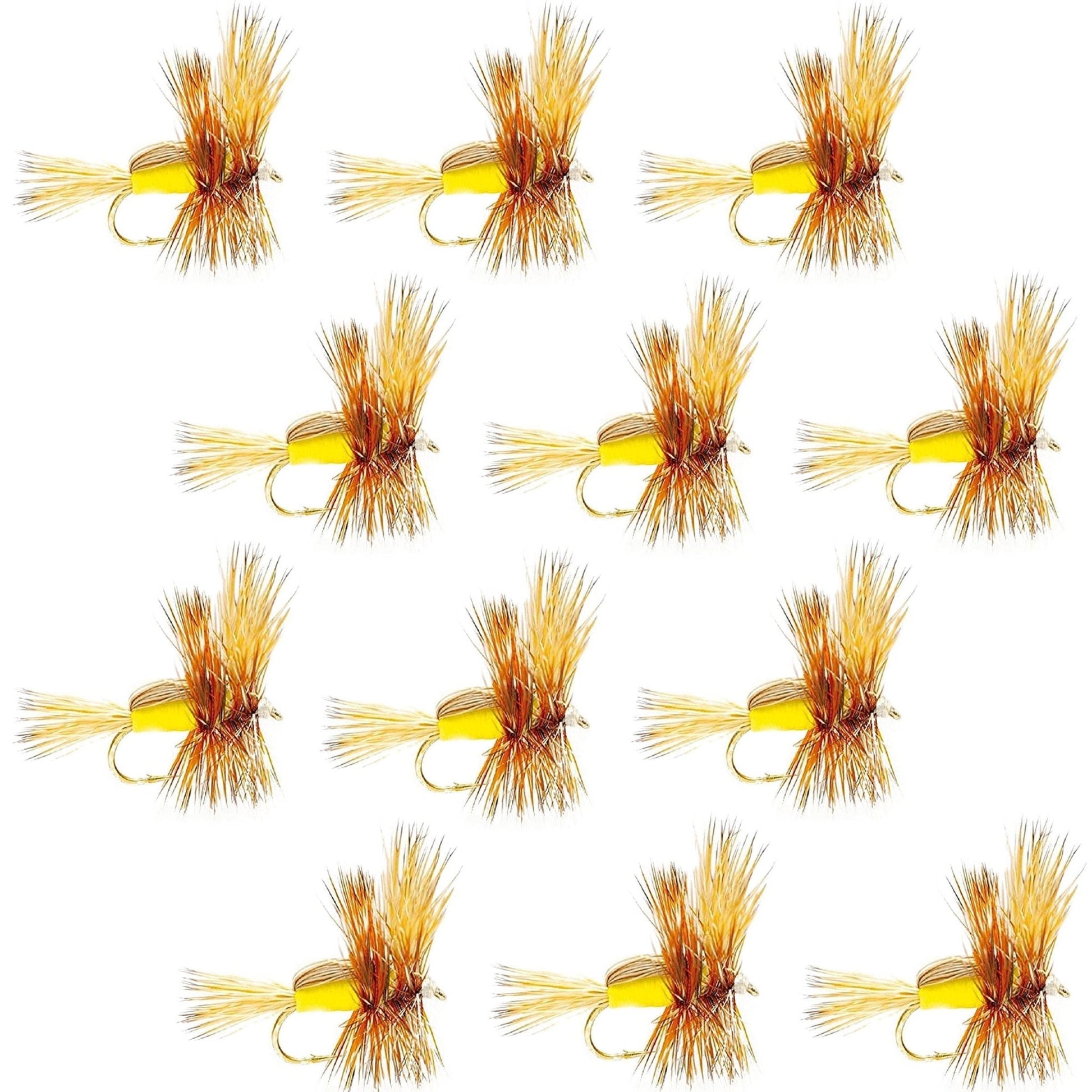 Yellow Humpy Classic Hair Wing Dry Fly - 1 Dozen Flies Hook Size 10 - Hazy Fly Fishing